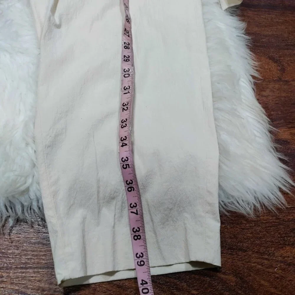 Zara Womens XL High Waisted Tapered Leg Capri Trousers Pants Cream Off White - Picture 15 of 16